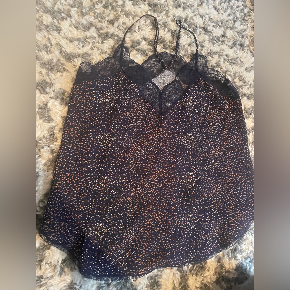 Navy blue lace trimmed tank